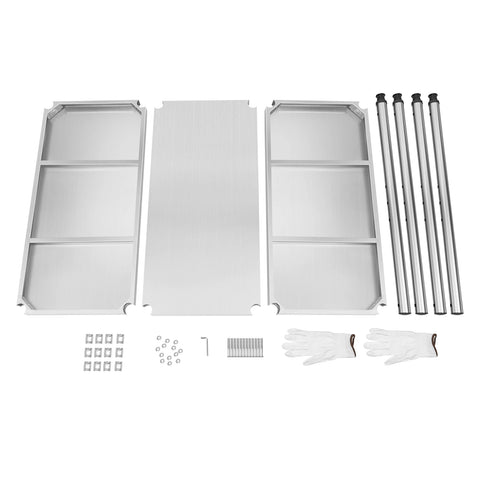 Roestvrijstalen Keukentafel - 3-Laags Werktafel & Opslagrek voor Restaurants - Keukens & Voorraadkasten - Gemakkelijk te Demonteren Tafel - Keukenplank voor Voorraadkasten - Zilver