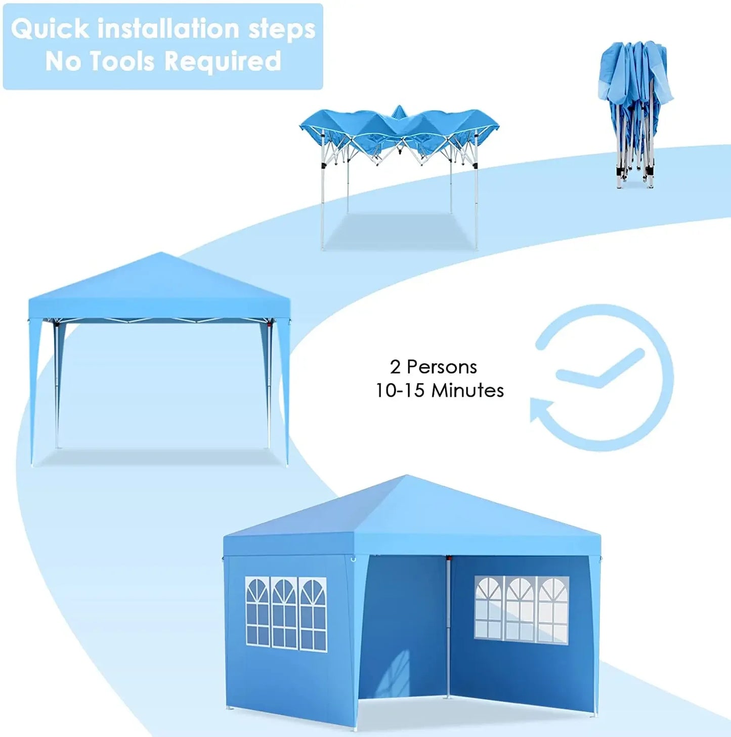 Pop-Up Partytent – 3X3 Meter Tent – Pop-Up Tent – Tuin Tent – Markt Tent – Waterafstotend Oxford Stof – Verstelbare Hoogte