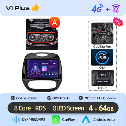 Android Autostereo Renault Captur – Navigatie Systeem – Touchscreen Radio – Multimedia Speler – Draadloze CarPlay Android Auto – 9 Inch IPS HD Scherm – 4x45W DSP Geluidskwaliteit