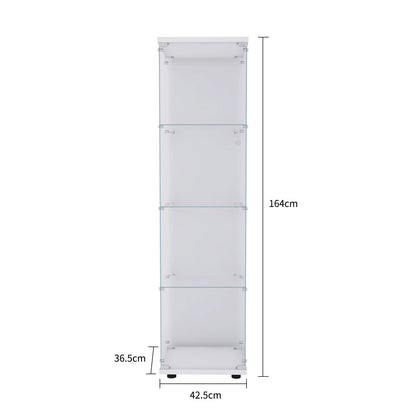 Vitrinekast – Glazen Kast – Curiosakast – Boekenkast – Vloerkast – 4 Planken – Gehard Glas – 42,5x36,5x164 cm