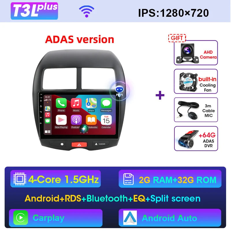 2Din Android Autoradio – Multimedia Speler – Navigatie Systeem – Touchscreen Entertainment – Autostereo – Variant T3L plus-ADAS – 10 Inch Scherm – Draadloos CarPlay & Android Auto