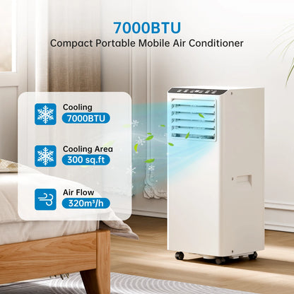 Mobiele Airconditioner – 4-in-1 Airco – Ventilator – Ontvochtiger – Draagbare Koeler – 7000 BTU – Stil Met Timer
