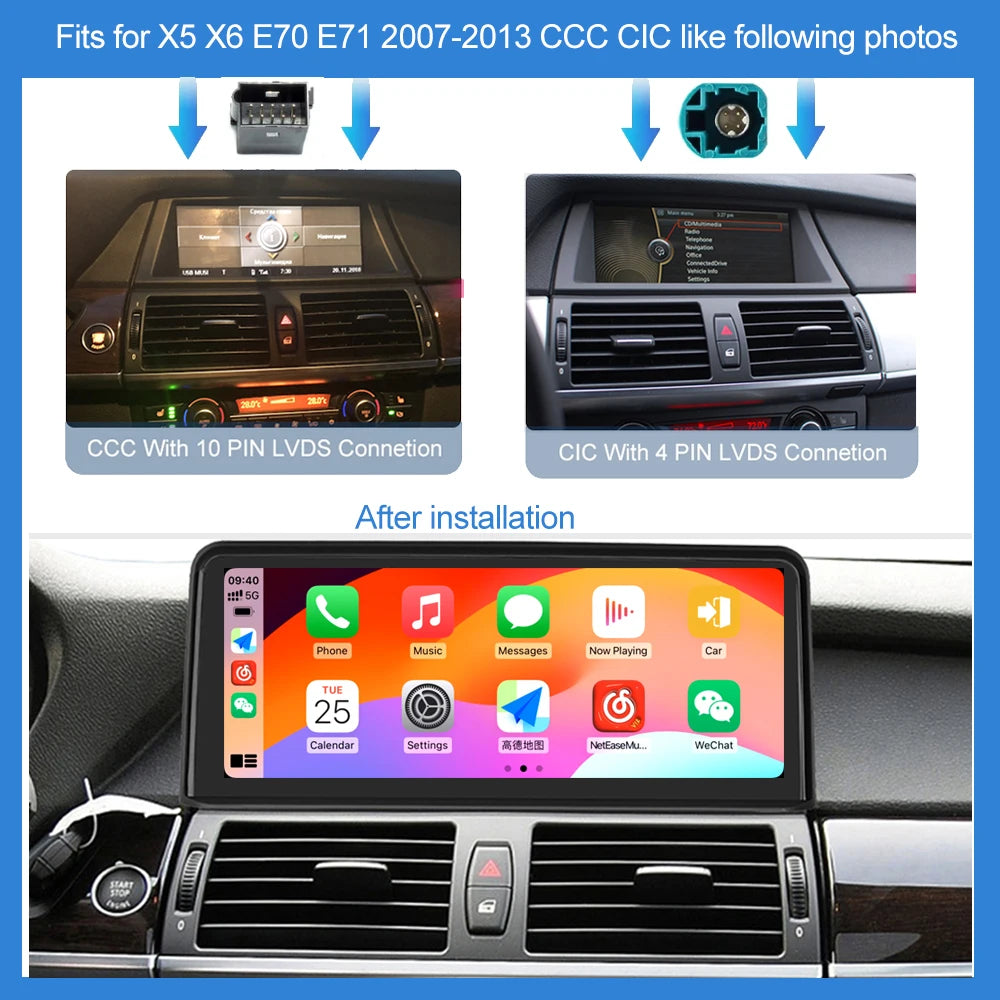 AUTOTOP 10.25" 1920*720P Car Stereo Radio for BMW X5 E70 X6 E71 Wireless CarPlay Android Auto Linux Car Multimedia Player GPS BT