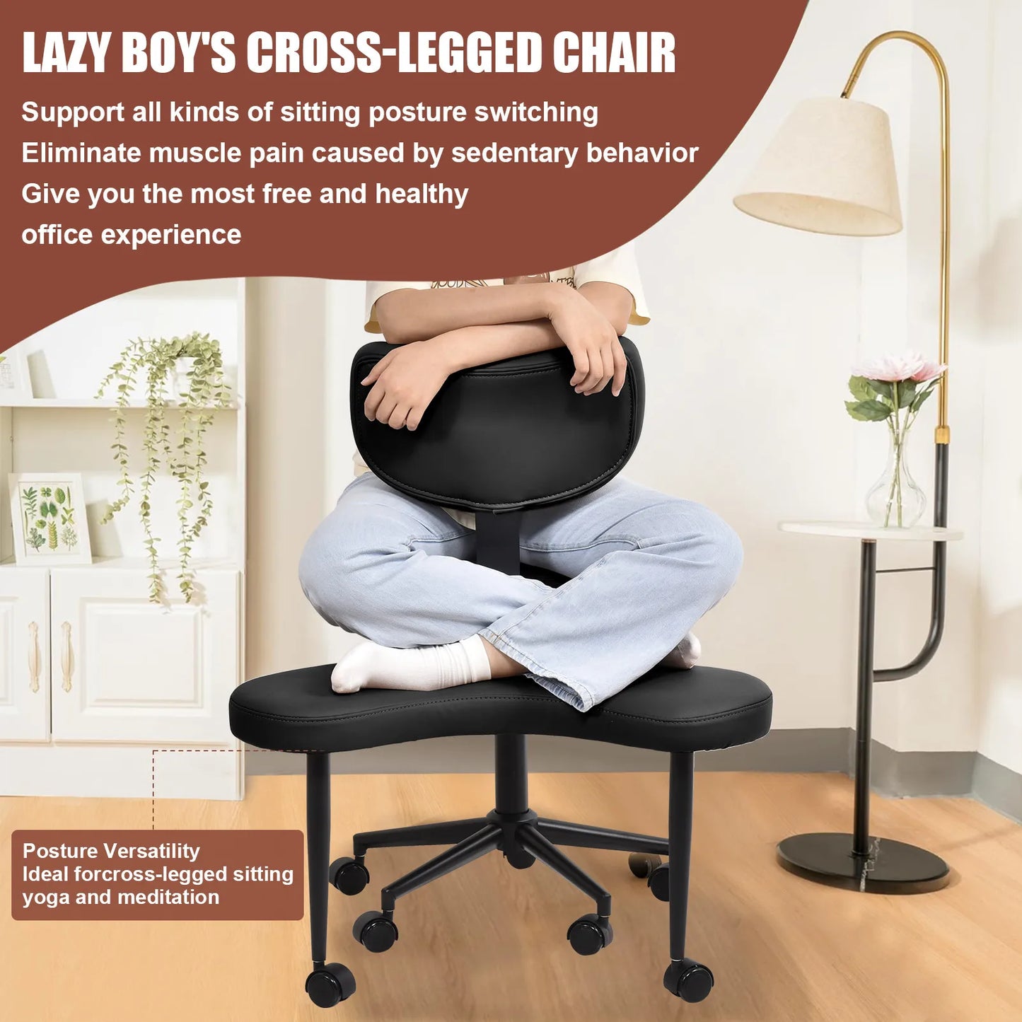 Meditatiestoel – Meditatiekruk – Relaxstoel – Yogastoel – Zitkussenstoel – Bruin – Verstelbare Zithoogte – Ergonomisch Comfort