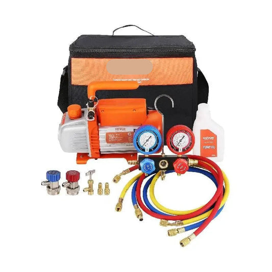 Vacuümpomp - Koelmiddel vacuümpomp - Koelgereedschap - HVAC-koeling - Droogpomp - 1/4 HP - 4 CFM 180W - Koelmiddelkit voor R134a R410a - Oranje