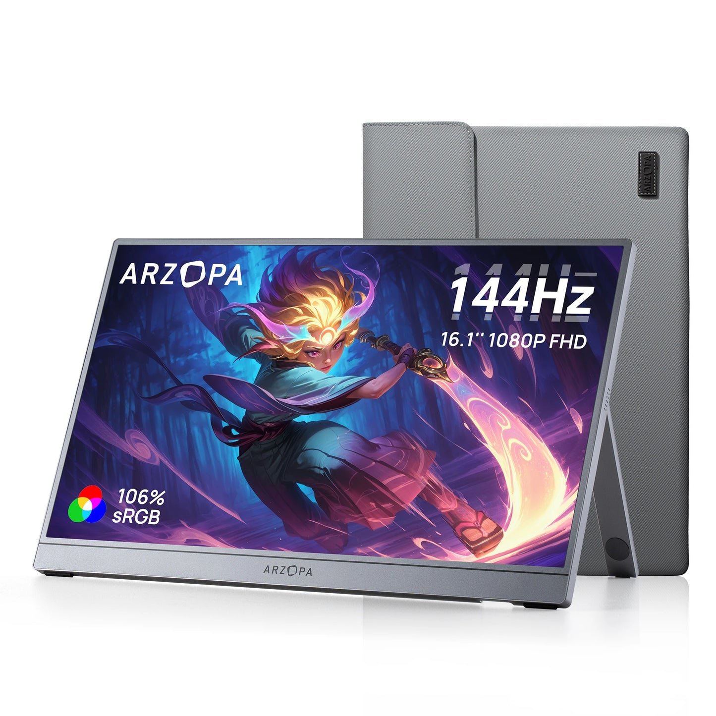 16.1 inch draagbare monitor – portable scherm – extern scherm – gaming monitor – USB-C monitor – 144Hz verversingssnelheid – 100% sRGB kleurweergave