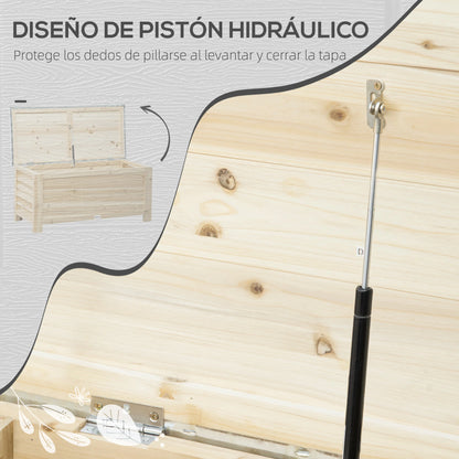 Buitenkist – Tuinopbergbox – Tuinkist – Opbergkist – 155 Liter Capaciteit – Weerbestendig Vurenhout – Verzinkt Metalen Deksel - 110 x 50 x 50 cm - Natuurlijk Hout