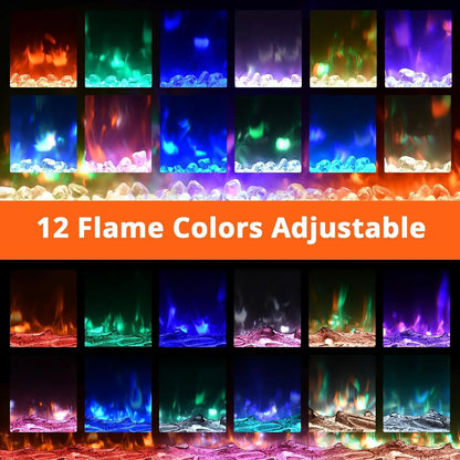 Elektrische Haard – Wandhaard – Inbouwhaard – Sfeerverwarming – Elektrische Open Haard – 40 Inch – 1800W Verwarming – 12 Kleuren Vlammeneffect