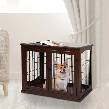 Hondenbench – Hondenkooi – Hondenhok – Dog Kennel – Hondenbox – Bruin – 2 Deuren Met Slot – Stevige MDF Constructie