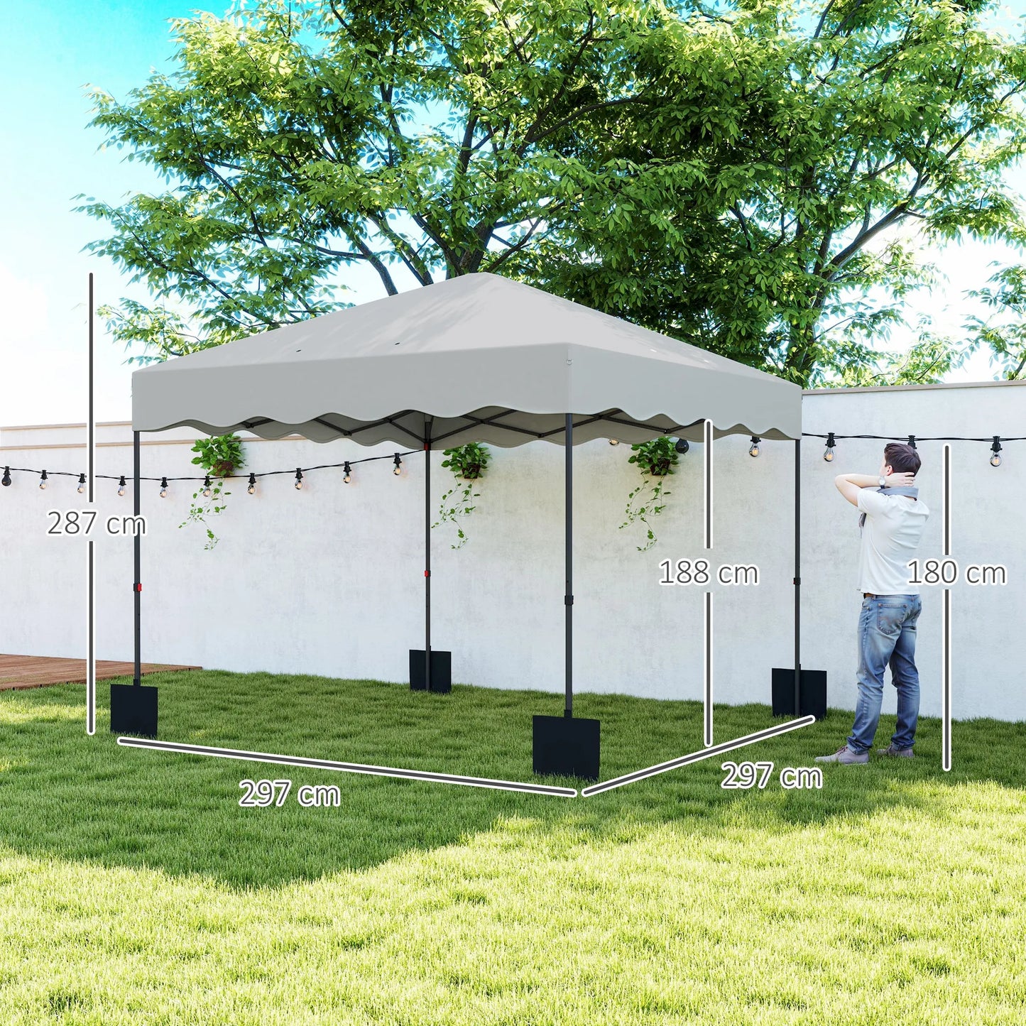 Outsunny Folding Pop-Up Gazebo Tent 3X3 m with Uv 50+ Protection