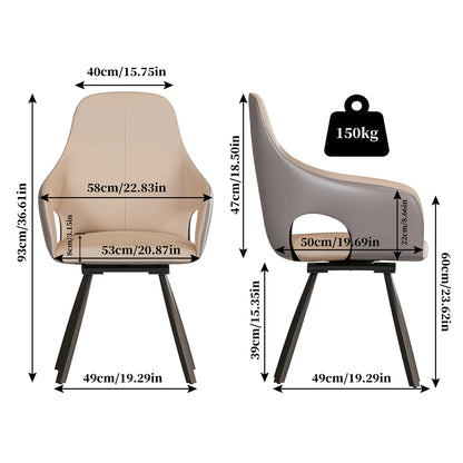 Draaibare Eetkamerstoelen – Eetkamerstoelen – Draaibare Stoelen – Armleun Stoelen – Microvezelleer – 360 Graden Draaibaar – Hoog Zitcomfort - Licht Kaki