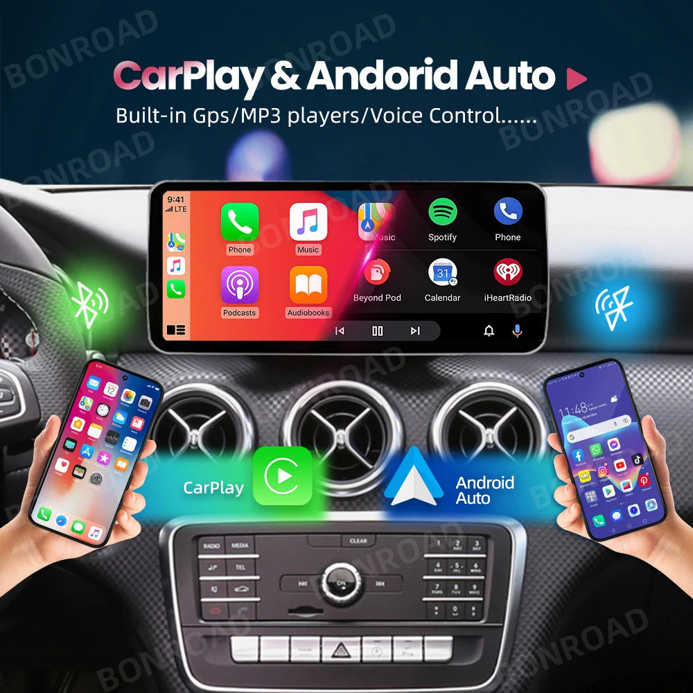 Multimediasysteem Autoradio Mercedes-Benz – Touchscreen Navigatie Systeem – Draadloos CarPlay Android Auto – 12,3 Inch Scherm – Hoge Resolutie 2400x900 Pixels - QUORE