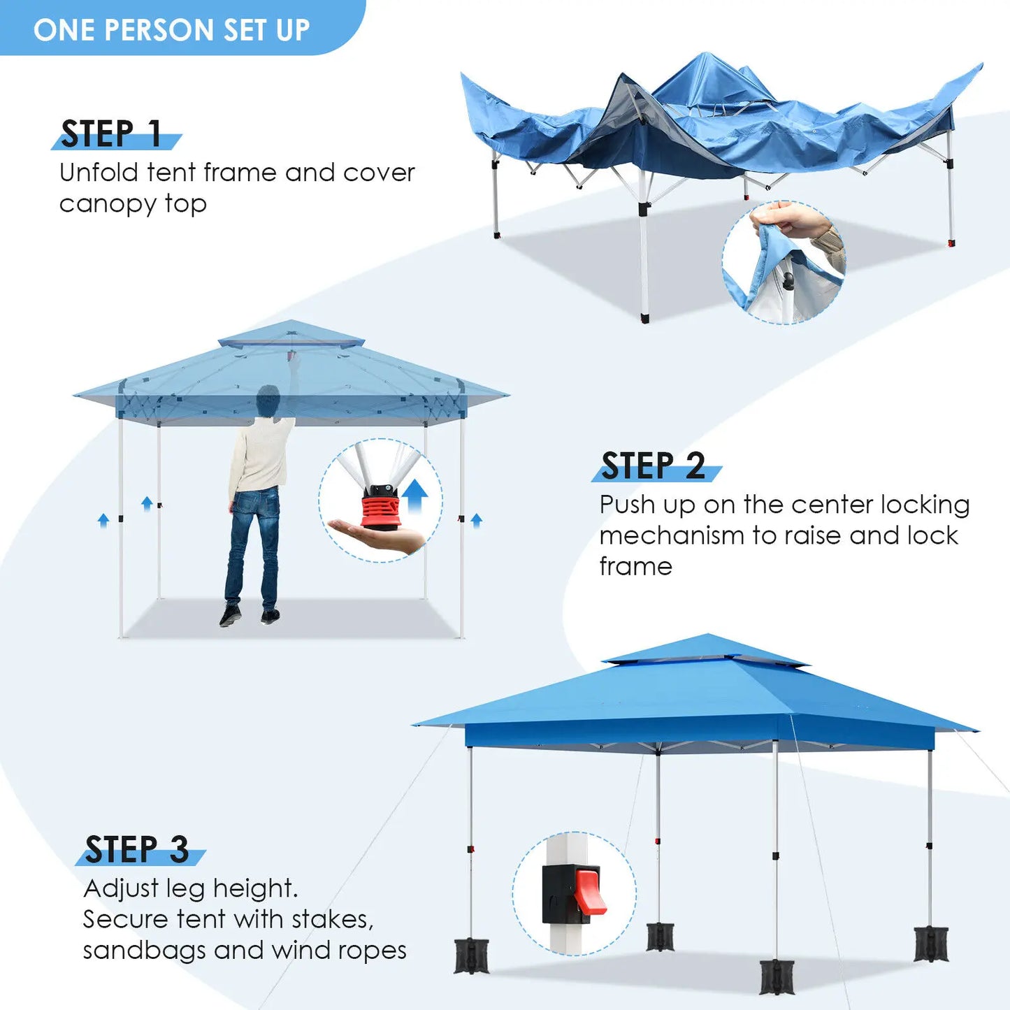 Inklapbare Partytent – Pop-Up Tent – Vouwtent – Schaduwdoek – Waterdicht – 3,6x3,6 Meter – Aluminium Frame