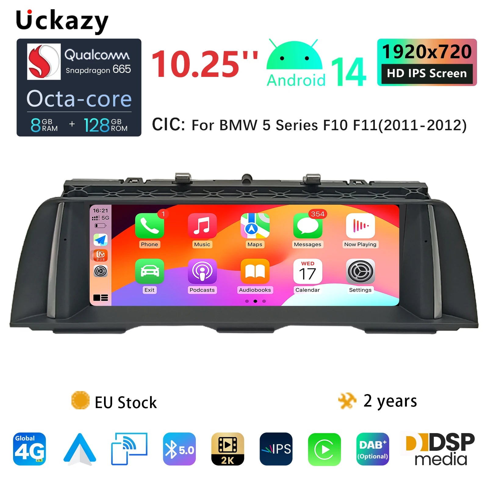 Multimedia Autoradio – Android 14 Hoofdunit – Draadloze CarPlay – GPS Navigatie – 10,25 Inch Touchscreen – 6GB RAM 128GB Opslag - QUORE