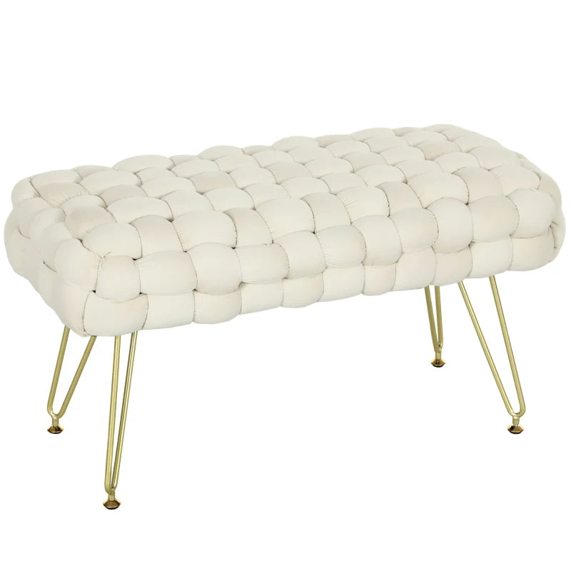 Bank - Zitbank - Slaapkamerbank - Voetenbank - 76 cm x 38 cm x 41,5 cm - Wit