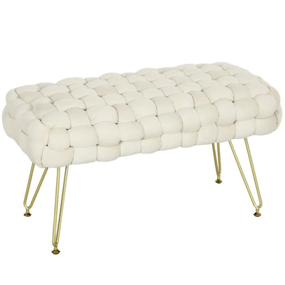 Bank - Zitbank - Slaapkamerbank - Voetenbank - 76 cm x 38 cm x 41,5 cm - Wit
