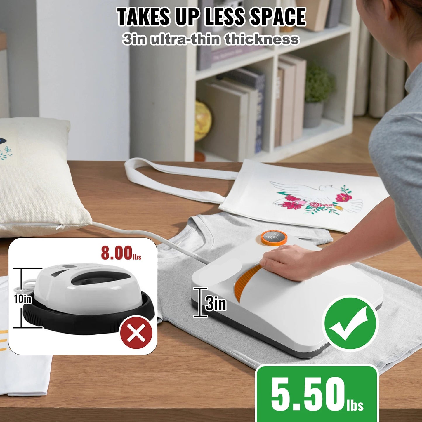 Warmte Pers Machine - Hittepers - Transferpers - Hittepersmachine - 9x9 inch - Plotter - Drukpersen - Shirtpers Afdrukken - Shirtpers voor T-Shirts, Kussens, Tassen & HTV Vinylprojecten