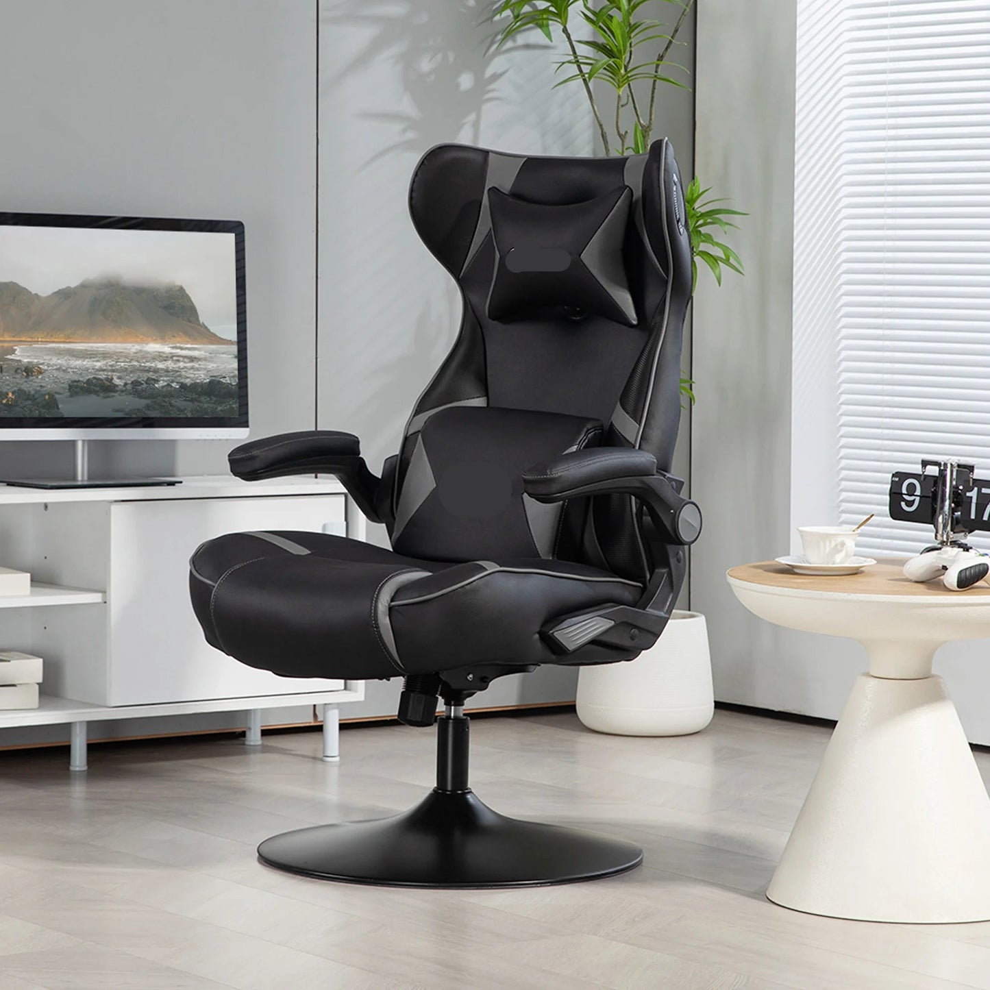 Gamingstoel – Ergonomische Stoel – Bureaustoel – Draaistoel – Verstelbare Zithoogte – Bluetooth Speakers – Kantelbare Rugleuning - Grijs