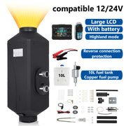 Zuidid - Dieselkachel - Alles-in-één luchtverwarmer met LCD - Afstandsbediening - Laag geluidsniveau - voor auto's, vrachtwagens, campers - 2kW - 12 V - Zwart