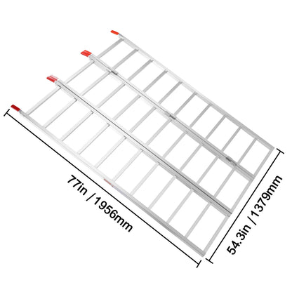 Aluminium Oprijplaten - Oprijblokken - Oprijbok - Oprijplaat - 1500 lbs Draagvermogen – Heavy-Duty Universele Laadplaat - 	Oprijplaat Rolstoel - Geschikt voor Motor, Tractor, Truck & Grasmaaier