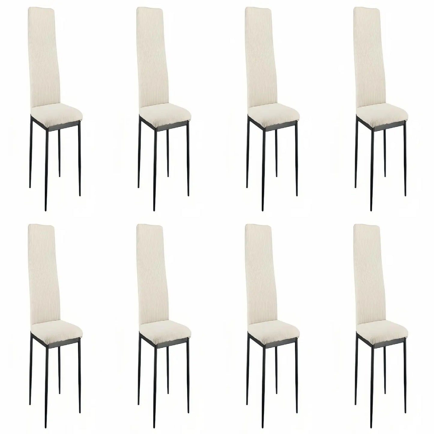 Eetkamerstoel – Stoel – Kuipstoel – Dining Chair – Zithoekstoel – Set Van 4 – Beige Cordstof Bekleding – Hoogte 108×43×23 cm