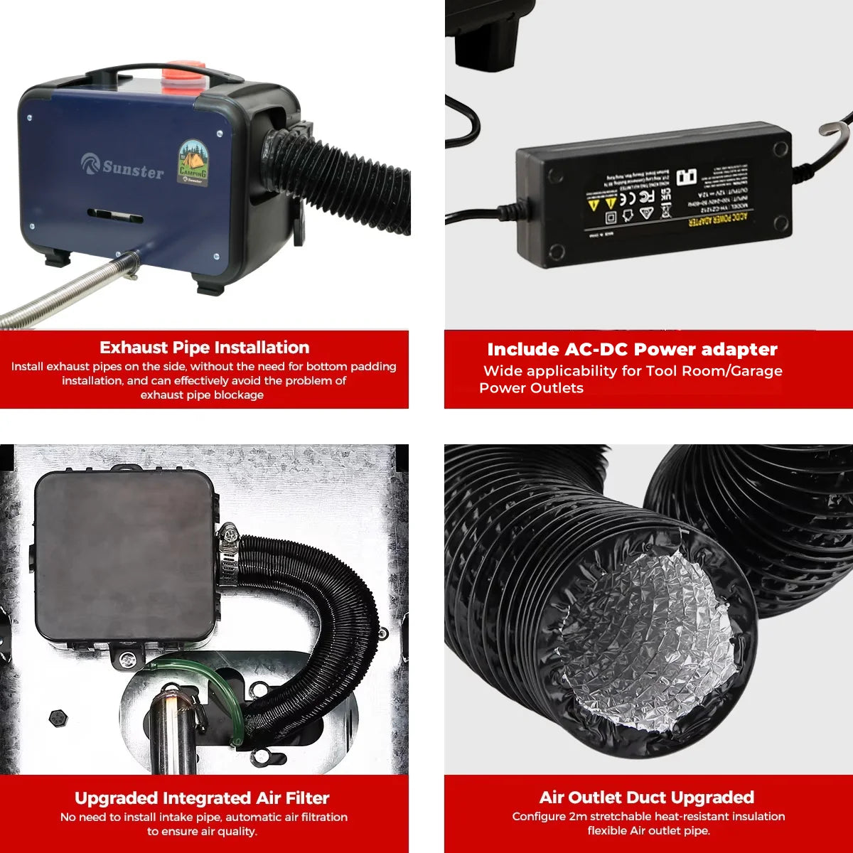 Diesel Luchtverwarmer – Diesel Kachel – Caravan Verwarmer – Camper Heater – Garage Verwarming – 8KW Vermogen – Bluetooth & LCD Sturing