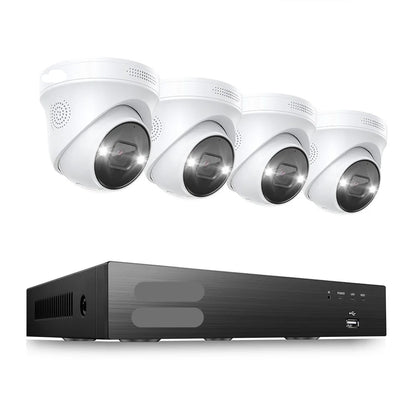 Beveiligingscamerasysteem - Openlucht - CCTV camerasysteem - 4K PoE - met 4x 5MP Camera’s - Waterdichte - Bewakingscamera - Beveiligingscamera - 8-Kanaals NVR - AI Detectie en 2TB Opslag - Uitbreidbaar tot 16 Camera’s