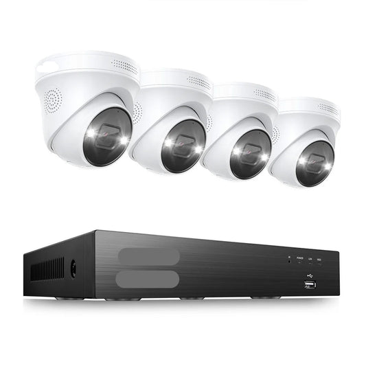 Beveiligingscamerasysteem - Openlucht - CCTV camerasysteem - 4K PoE - met 4x 5MP Camera’s - Waterdichte - Bewakingscamera - Beveiligingscamera - 8-Kanaals NVR - AI Detectie en 2TB Opslag - Uitbreidbaar tot 16 Camera’s