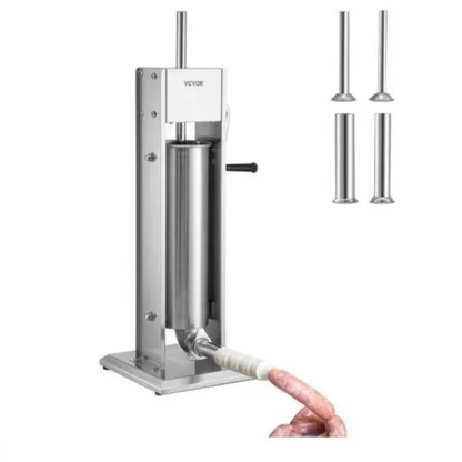 Worstenvuller – Worstenmaker - Worstmachine -  3L - Handmatige Verticale Worstmaker met 5 Opzetstukken