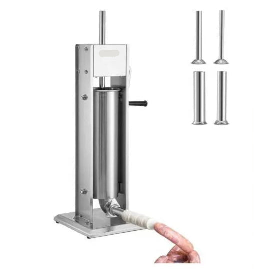 Worstenvuller - Worstenmaker - Handmatige Verticale Worstmaker - Inclusief 5 Vulbuizen - Worstmachine - Professionele 7L RVS Worstenvuller