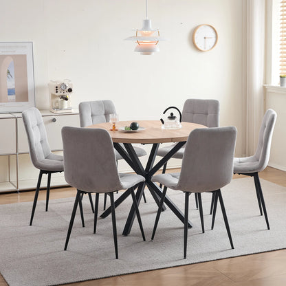 Eetkamerstoelen - Eetstoelen - Keukenstoelen - Set van 4 - Ergonomische - met Rugleuning - Voor Keuken - Eetgedeelte - Corduroy Stof - Metalen Poten - 43 x 44 x 99.5 cm - Grijs