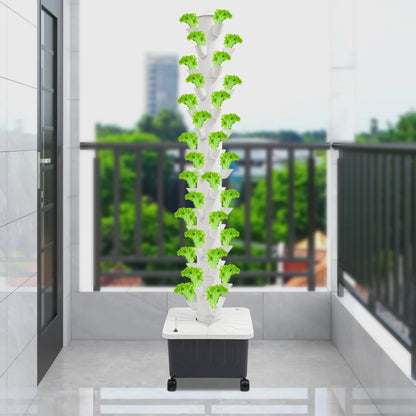 Hydroponische Kweektoren – Verticale Moestuin – Kruidentoren – Plantenrek – Kweekkast – 15 Laags Met 45 Plantplaatsen – Duurzaam PP-Materiaal – Automatisch Watersysteem - QUORE