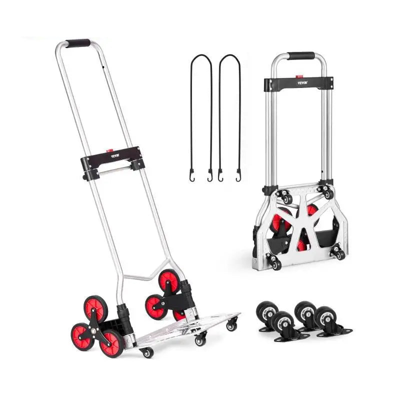Steekwagen - Steekkar - Traploper - Transportwagen - Opvouwbare - 260lbs Draagvermogen - Telescopisch Handvat & 2 Elastische Touwen – Voor Magazijn en Verhuizingen