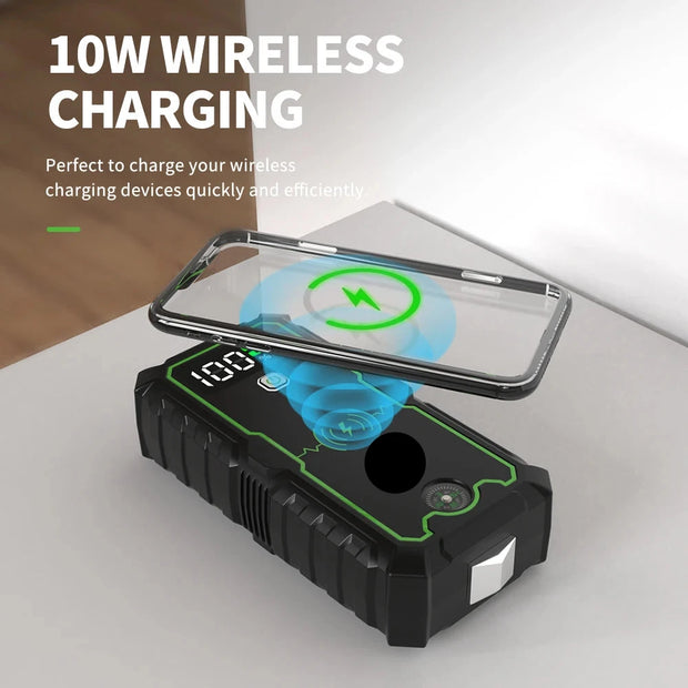 Jumpstarter - Jumpstarter voor Auto - 12V - 2500A - 10W - Startapparaat voor Auto - Jumpstarter met Powerbank - Multifunctionele Jumpstarter - Zwart
