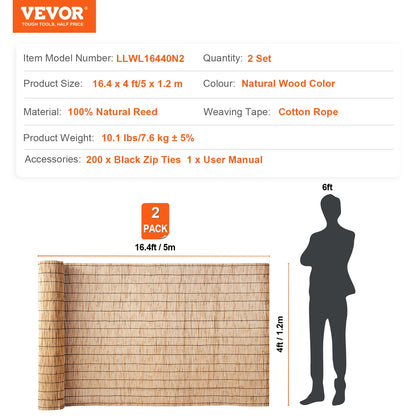 SucceBuy Natural Reed Fencing 3.3 ftx13.3ft Balcony Reed Fence Roll for Outdoor Backyard Patio Decorative Fence Fencing Divider
