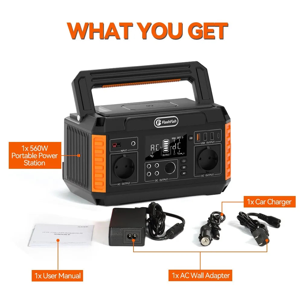 Draagbare Powerstation – Mobiele Accu – Externe Batterij – Noodstroom – Outdoor Generator – 520Wh Capaciteit – 560W Vermogen
