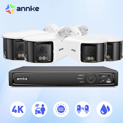 ANNKE 2/4pcs 8mp Smart Home Video Security Camera System 180° Dual Lens Security IP PoE Camera Human Vehicle Detection 4k Cam