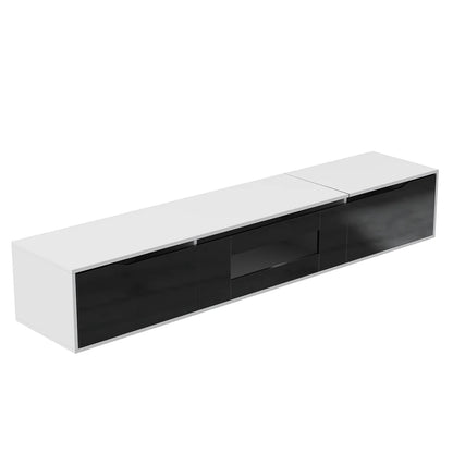 tv-meubel – tv-kast – televisie meubel – media kast – dressoir – hoogglans zwart – 180 cm breed – geïntegreerde LED-lichtstrip