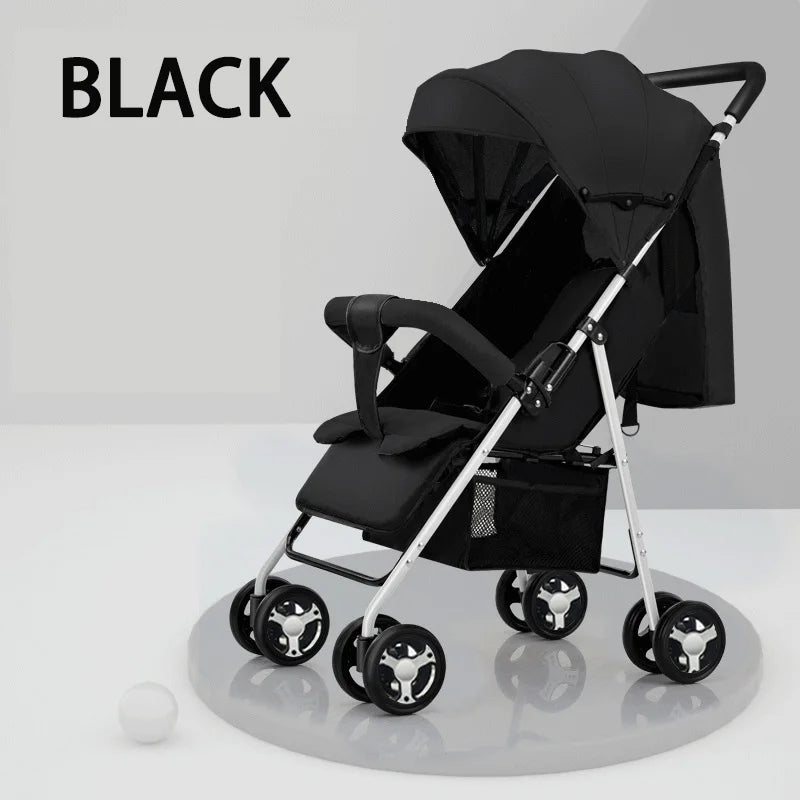 kinderwagen - 3 in 1 Draagbare Kinderwagen - Jogging buggy - Baby kinderwagen - Kinderwagen - Runner - Lichtgewicht kinderwagen - Baby Trolley - Reiswagen voor pasgeboren baby's - Zwart - QUORE