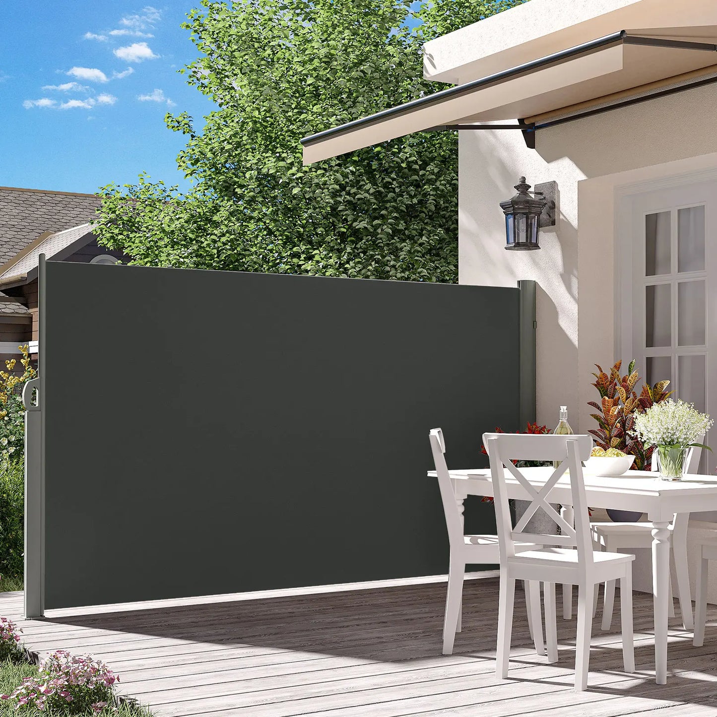Windscherm - Tuinscherm - Zijluifel - Opvouwbare Windschermen - 200 x 300 cm - Volledig Aluminium Frame – Waterdicht - UV 30+ Bescherming – Privacy Scherm voor Buiten - Donkergrijs