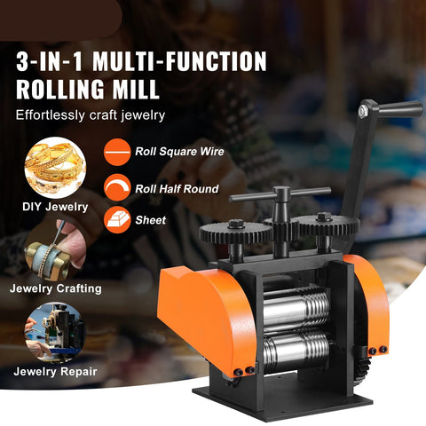 Jewelry Making - Jewelry Making - Jewelry Rolling Mill Machine - 3 in 1 - 75mmW 0.03-6.5mmT - Rolling Mill for Making Metal Jewelry Plate Square Wire