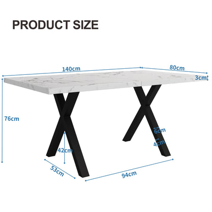 Eettafel – Tafel – Salontafel – Eetkamertafel – Moderne Tafel – Stalen Frame – Marmeren MDF-Blad