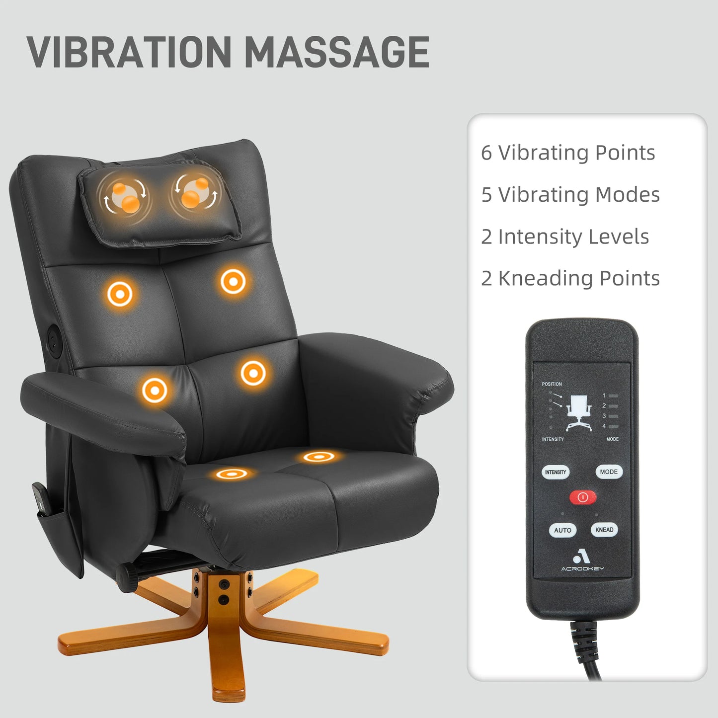 Relaxfauteuil – Relaxstoel – Massagestoel – Fauteuil Met Voetenbankje – Verstelbare Rugleuning – Massagefunctie – USB Aansluitingen