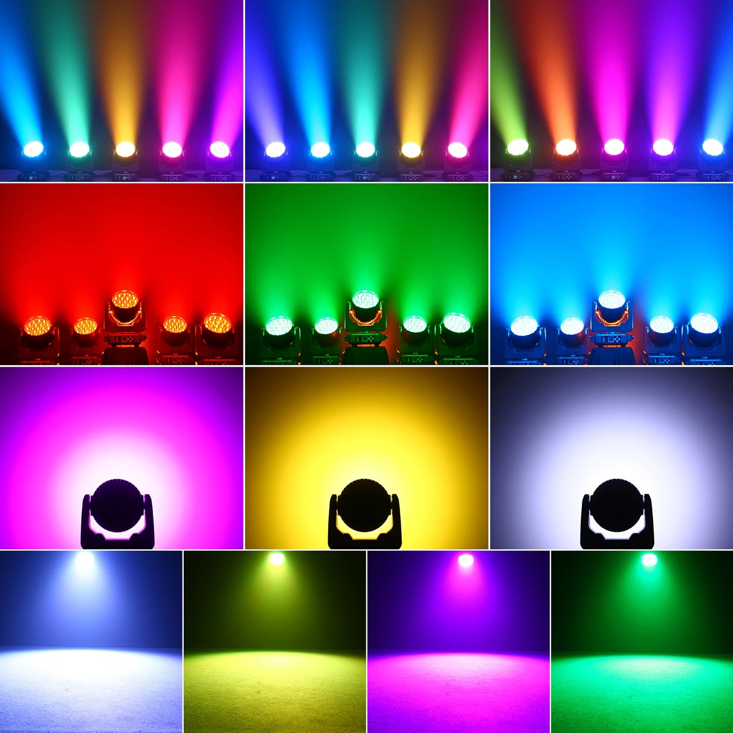 Moving Head Lichtset – DJ Verlichting – Podiumverlichting – RGBW LED Lamps – Zoom Effect – 4 Stuks EU Plug – 200W Vermogen – 7°-60° Zoomfunctie
