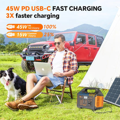 Draagbare Power Station – Powerbank – Energiecentrale – Zonne-Generator – Stroomvoorziening – 500W Continu Vermogen – LiFePO4 Batterij 460Wh - QUORE
