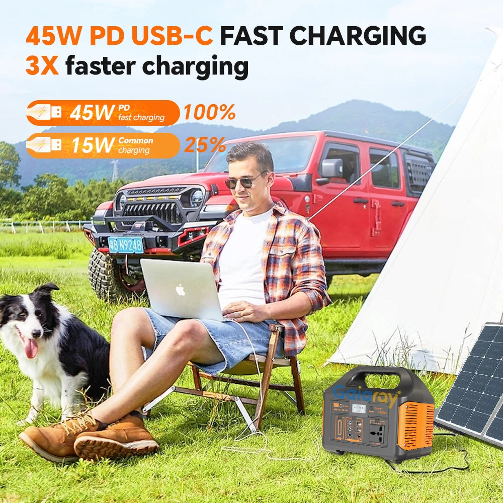 Draagbare Power Station – Mobiele Energievoorziening – Solar Generator – Noodstroomunit – Powerbank – 300W Output – LiFePO4 Batterij & LCD-Display