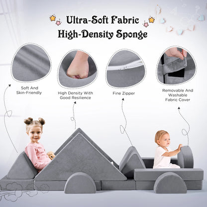 Speelbankje – Kinderbank – Kindersofa – Kinderstoel – Speelgoedbank – 14-delig – Modulaire Set Met Wasbare Flanellen Hoezen