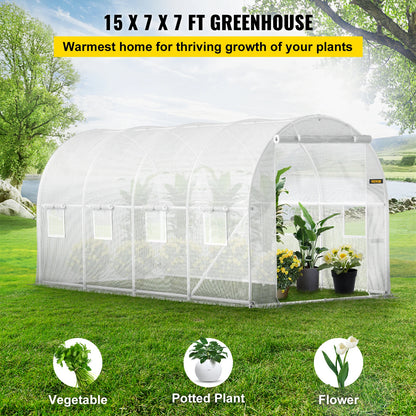 VEVOR Walk-in Tunnel Greenhouse Portable Plant Hot House with Galvanized Frame & Waterproof Cover For Protecting Plants Grow
