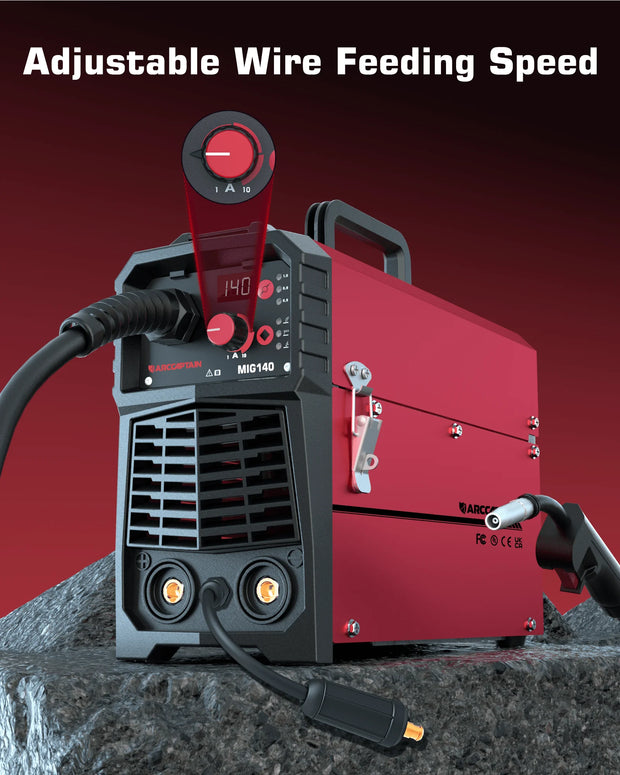 Arccaptain - Lasmachine - Elektrische lasmachine - 4 in 1 - MIG lasmachine - Draagbare Synergy Digitale Contol Welder - Gas-Less MIG MAG MMA LIFT TIG Voor Huishoudelijk Lassen - Rood