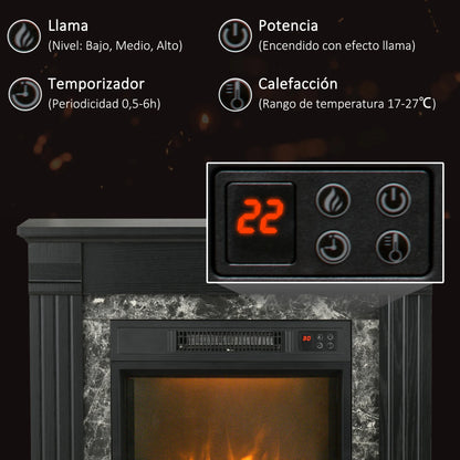 Elektrische Haard – Elektrische Open Haard – Sfeerhaard – Vlammenhaard – Haardkachel – 1800W Verwarming – Geschikt Voor 30 m² - QUORE
